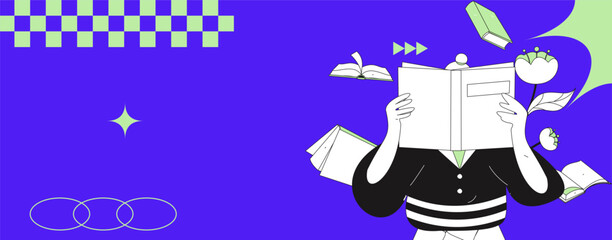 Character reading quietly vector concept operation hand drawn illustration
