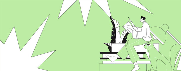 Character reading quietly vector concept operation hand drawn illustration
