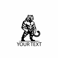 Human Tiger Logo – Monochrome Tiger-Human Hybrid Mascot Vector on Isolated White Background