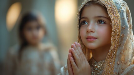 A young girl in prayer