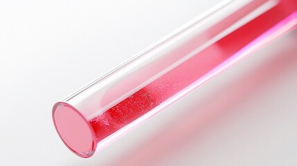 Close-up of a glass tube filled with pink liquid