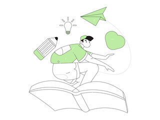 Character reading quietly vector concept operation hand drawn illustration
