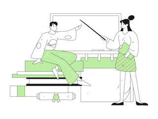 Character reading quietly vector concept operation hand drawn illustration
