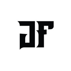 JF monogram logo design letter text name symbol monochrome logotype alphabet character simple logo