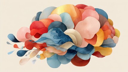 AI-powered education Colorful Abstract Composition of Organic Shapes and Fluid Forms pastel learning character