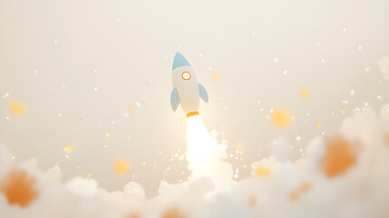 Colorful cartoon rocket illustration image