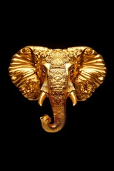 Obraz premium Golden elephant head, detailed carvings