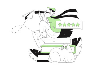 Character reading quietly vector concept operation hand drawn illustration
