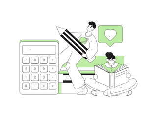 Character reading quietly vector concept operation hand drawn illustration
