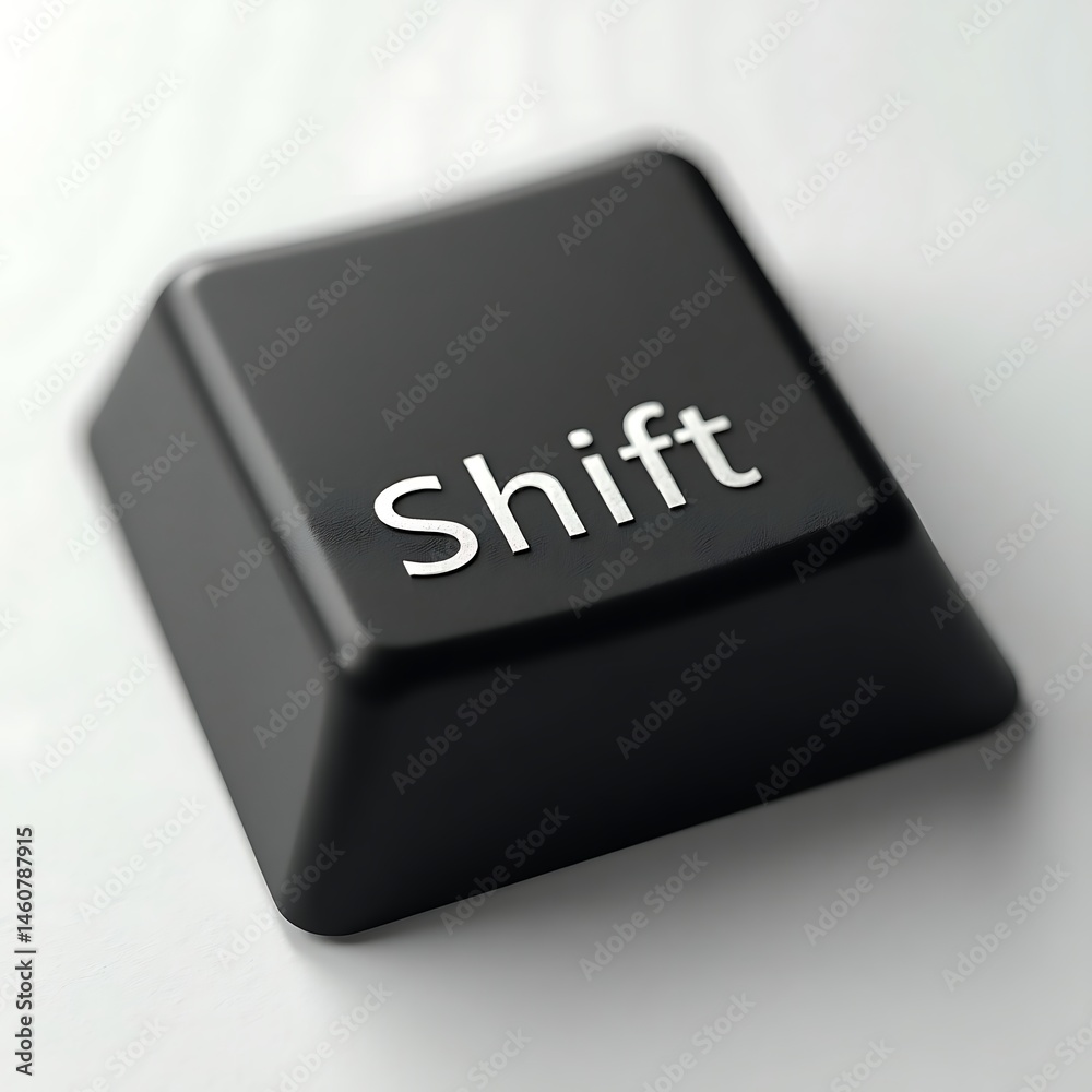 Poster isolated shift key from a computer keyboard on white background