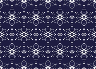 ethnic fabric seamless pattern, blue and white style, design for cloth, carpet, batik, wallpaper, wrapping etc.