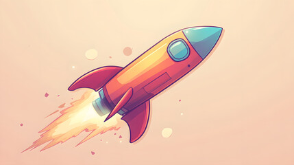 Fototapeta premium Colorful cartoon rocket illustration image