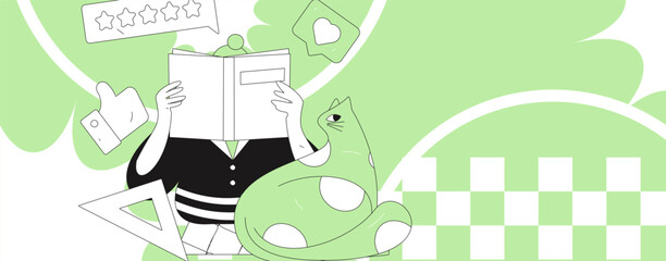 Character reading quietly vector concept operation hand drawn illustration
