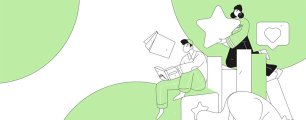 Character reading quietly vector concept operation hand drawn illustration
