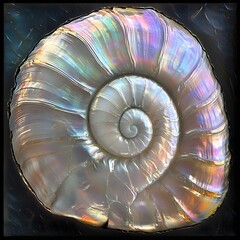 Spiral Shell, iridescent, detailed close-up