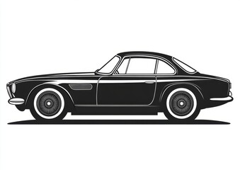 Fototapeta premium Classic vintage car side view, black and white