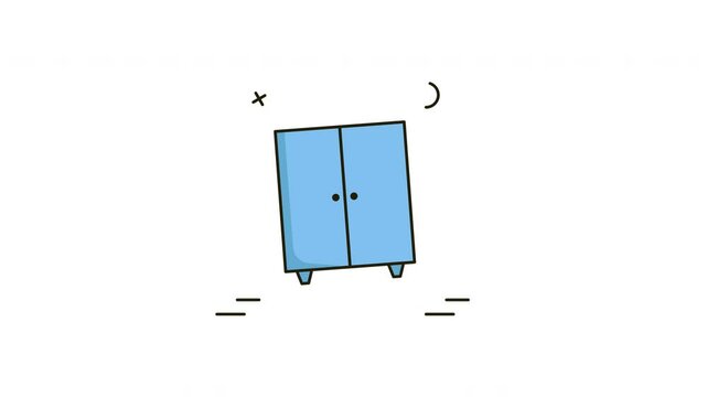 Animation Blue cabinet with two doors.