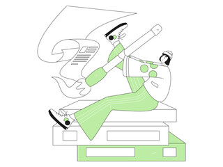 Character reading quietly vector concept operation hand drawn illustration
