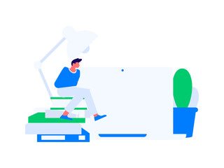 Character reading quietly vector concept operation hand drawn illustration
