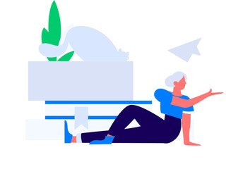 Character reading quietly vector concept operation hand drawn illustration
