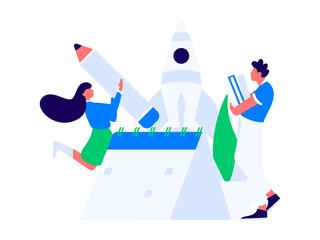 Character reading quietly vector concept operation hand drawn illustration
