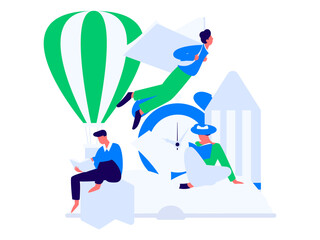 Character reading quietly vector concept operation hand drawn illustration
