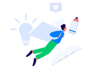 Character reading quietly vector concept operation hand drawn illustration
