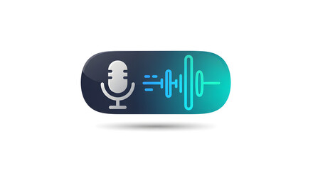 Vector graphic of a microphone with glowing soundwave icon on a dark gradient background, symbolizing voice recording, podcasting, music production, or AI audio tech.

