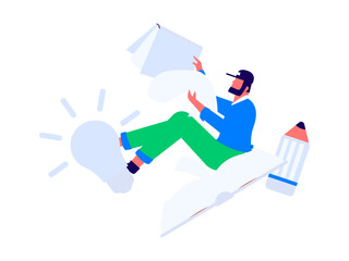 Character reading quietly vector concept operation hand drawn illustration
