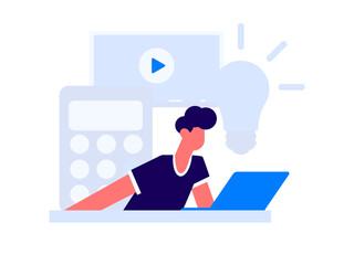 Character reading quietly vector concept operation hand drawn illustration
