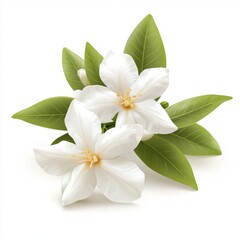 Obraz premium White flowers with lush green leaves