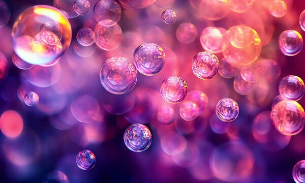 Colorful bubbles floating in a dreamy, abstract background, creating a whimsical atmosphere perfect for artistic projects