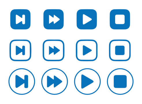 Media player button icons. Play and pause buttons, audio video player, player button icon, Vector Illustration eps 10 - Powered by Adobe