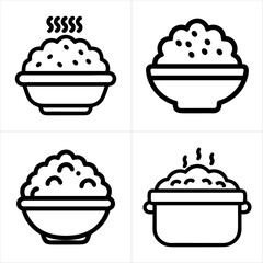 cooked rice icon set