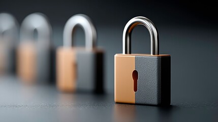 Naklejka premium Security Padlock Row, Data Protection, Cyber Security Concept