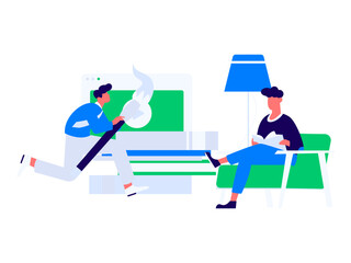Character reading quietly vector concept operation hand drawn illustration
