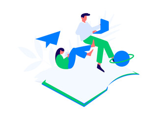 Character reading quietly vector concept operation hand drawn illustration
