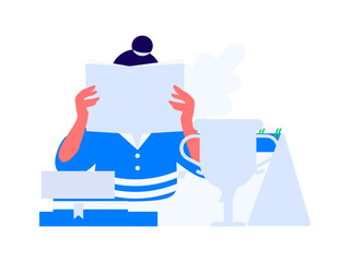 Character reading quietly vector concept operation hand drawn illustration
