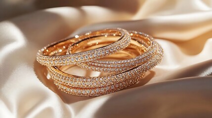wedding rings on a silk