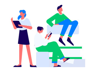 Character reading quietly vector concept operation hand drawn illustration
