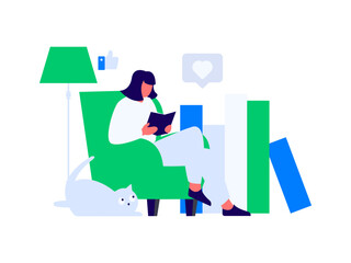 Character reading quietly vector concept operation hand drawn illustration

