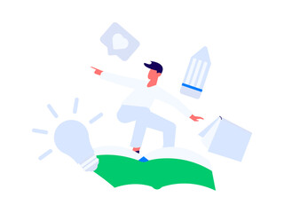 Character reading quietly vector concept operation hand drawn illustration
