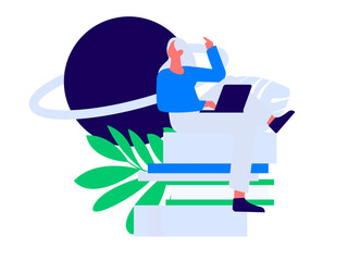 Character reading quietly vector concept operation hand drawn illustration
