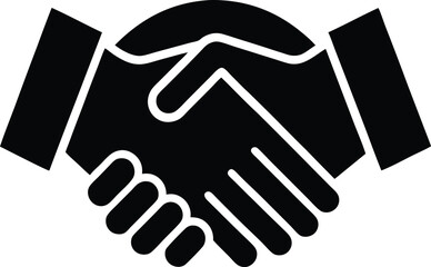 Obraz premium hands shaking logo silhouette bold and minimal icon vector illustration