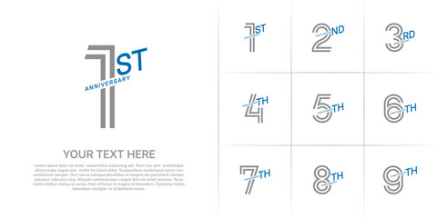 Anniversary logo type set with double line number. grey and blue color can be use special moment