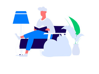 Character reading quietly vector concept operation hand drawn illustration
