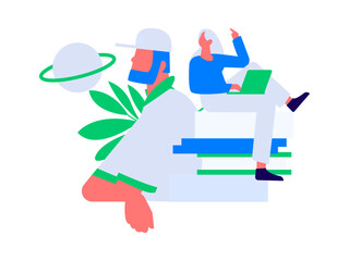 Character reading quietly vector concept operation hand drawn illustration
