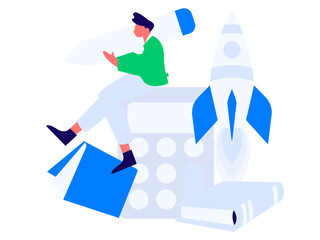 Character reading quietly vector concept operation hand drawn illustration

