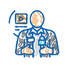 correspondent news media icon doodle illustration