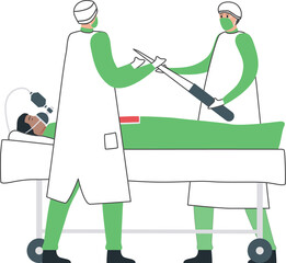 Doctors is operating on a patient.